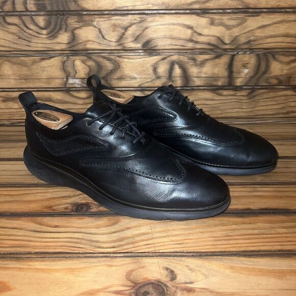 Cole Haan Mens Size 11 Wingtip Oxford Black Leather